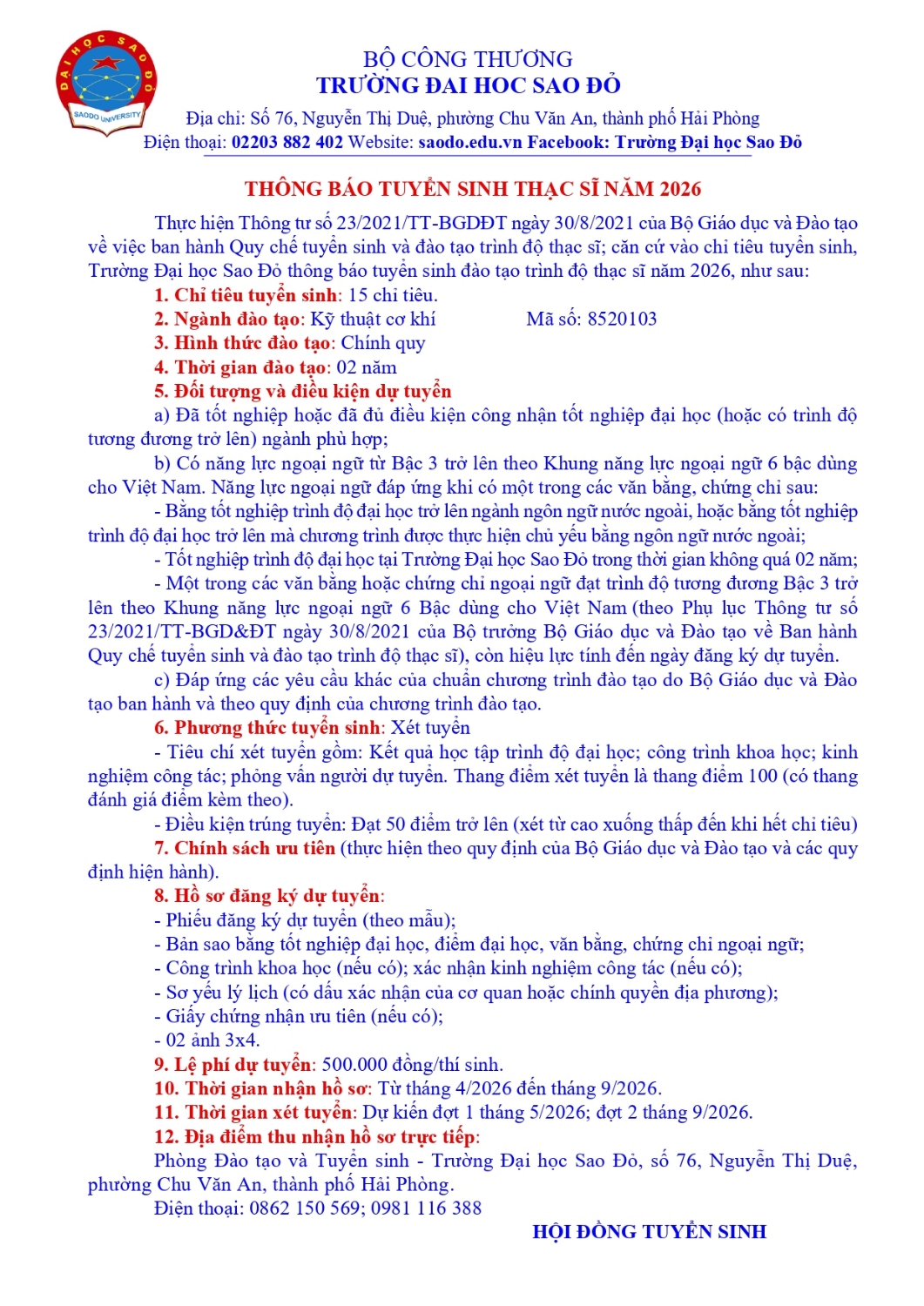 Thông báo tuyển sinh Ths page 0001